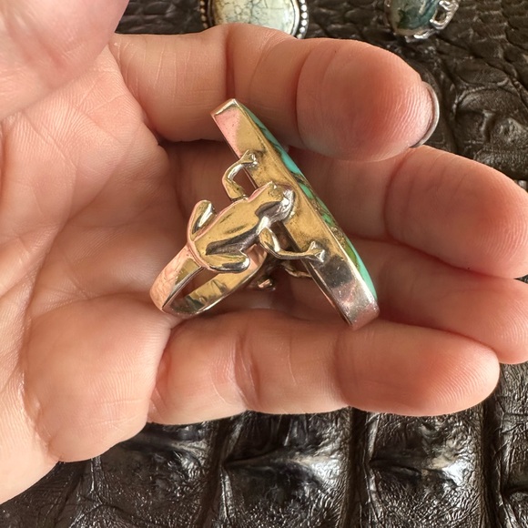 Turquoise and Sterling Silver Statement Ring - Picture 8 of 11